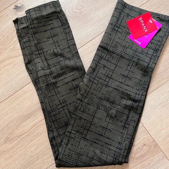 SPANX Womens Leggings S Green Black Look at Me Now Seamless Ankle High Waist - Picture 1 of 8